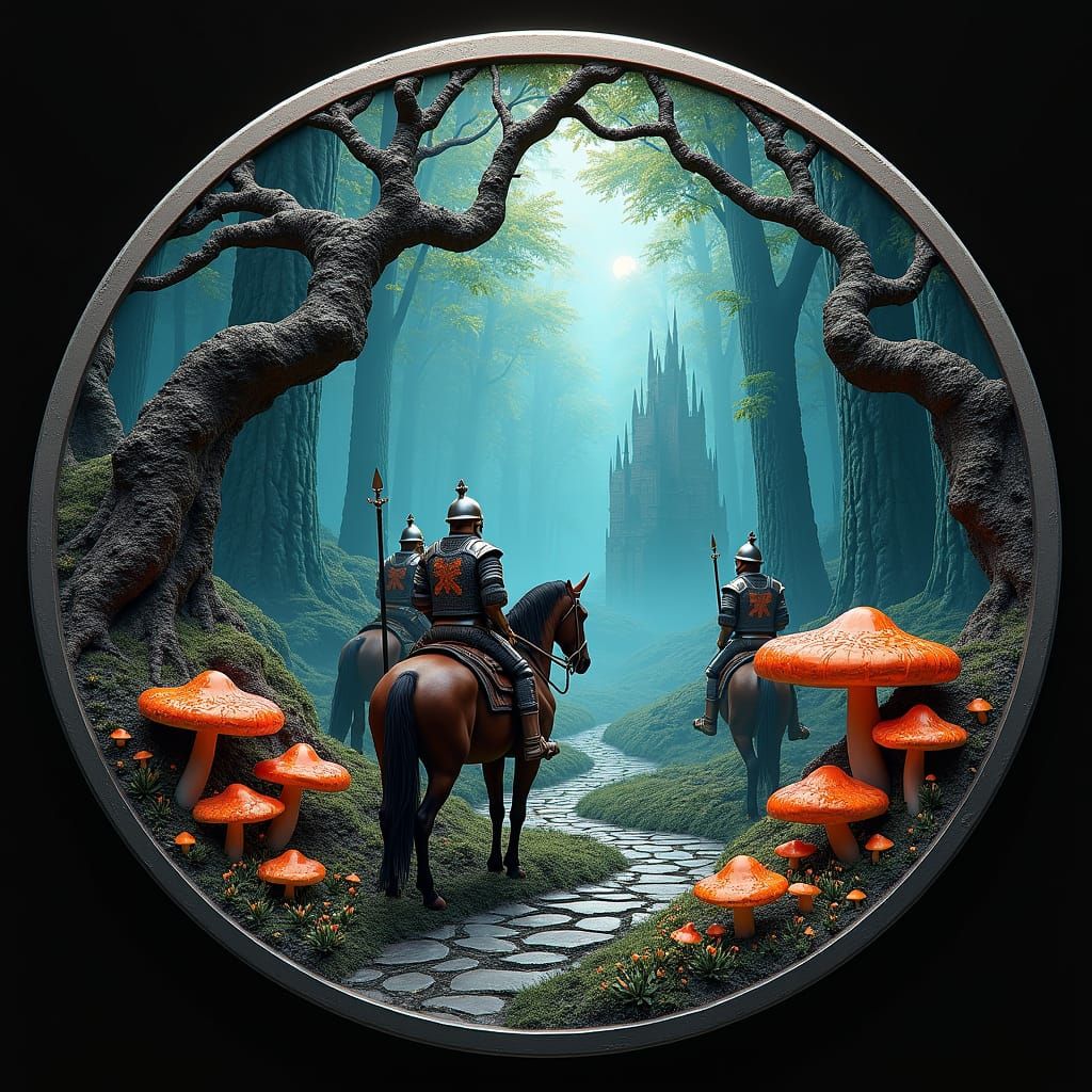 King Arthur Coin Art in High Fantasy Style