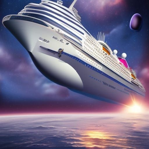 Cinematic Space Cruise Ship Digital Painting