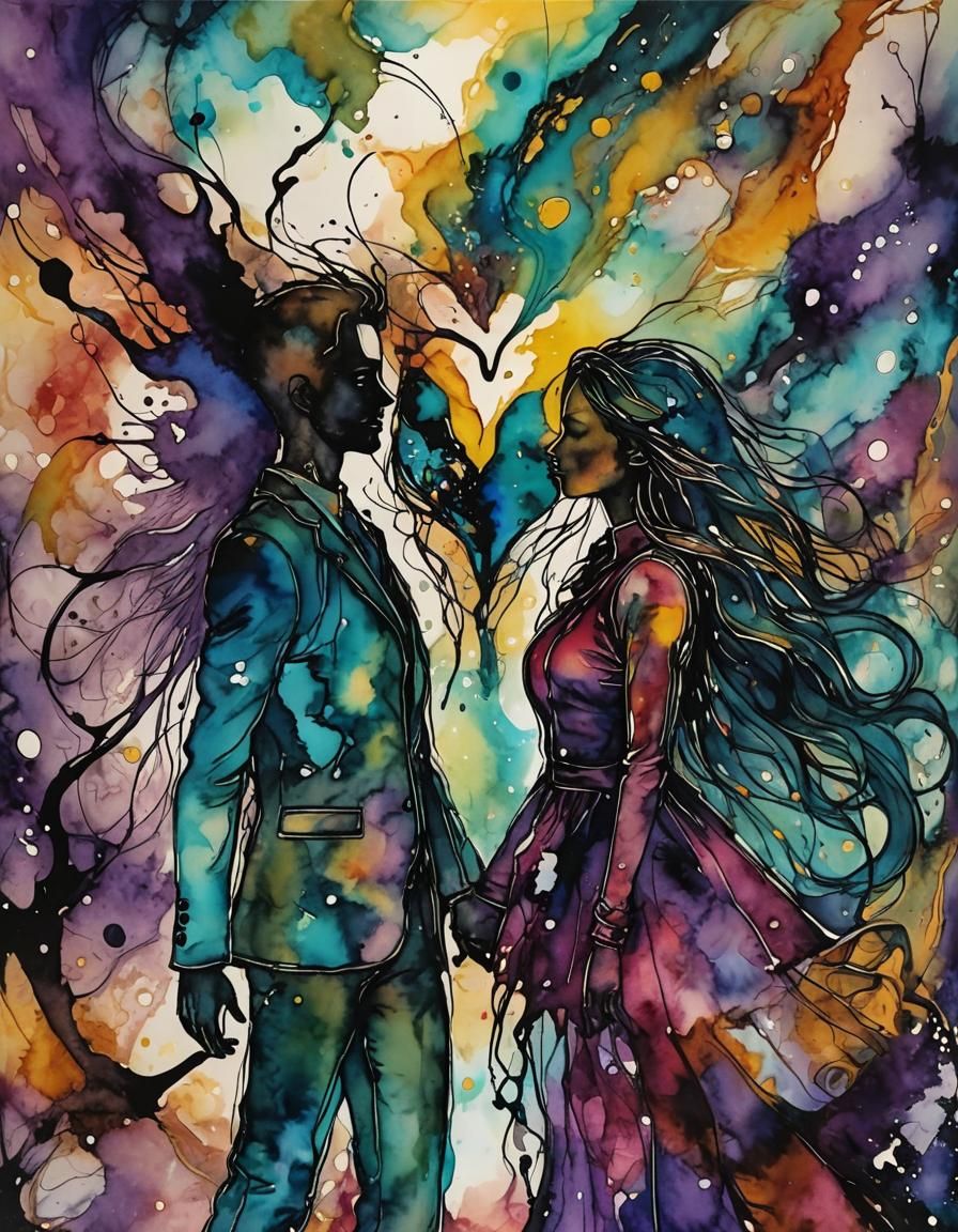 Eternal Lovers in an Alcohol Ink Nightmare