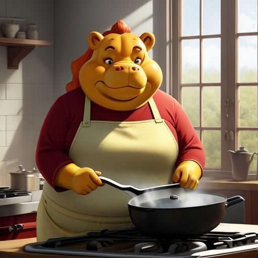 Funny Anthropomorphic Lioness in Pajamas Cartoon