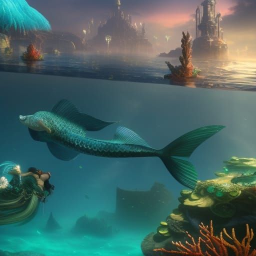 Underwater Mermaid City: Detailed Concept Art
