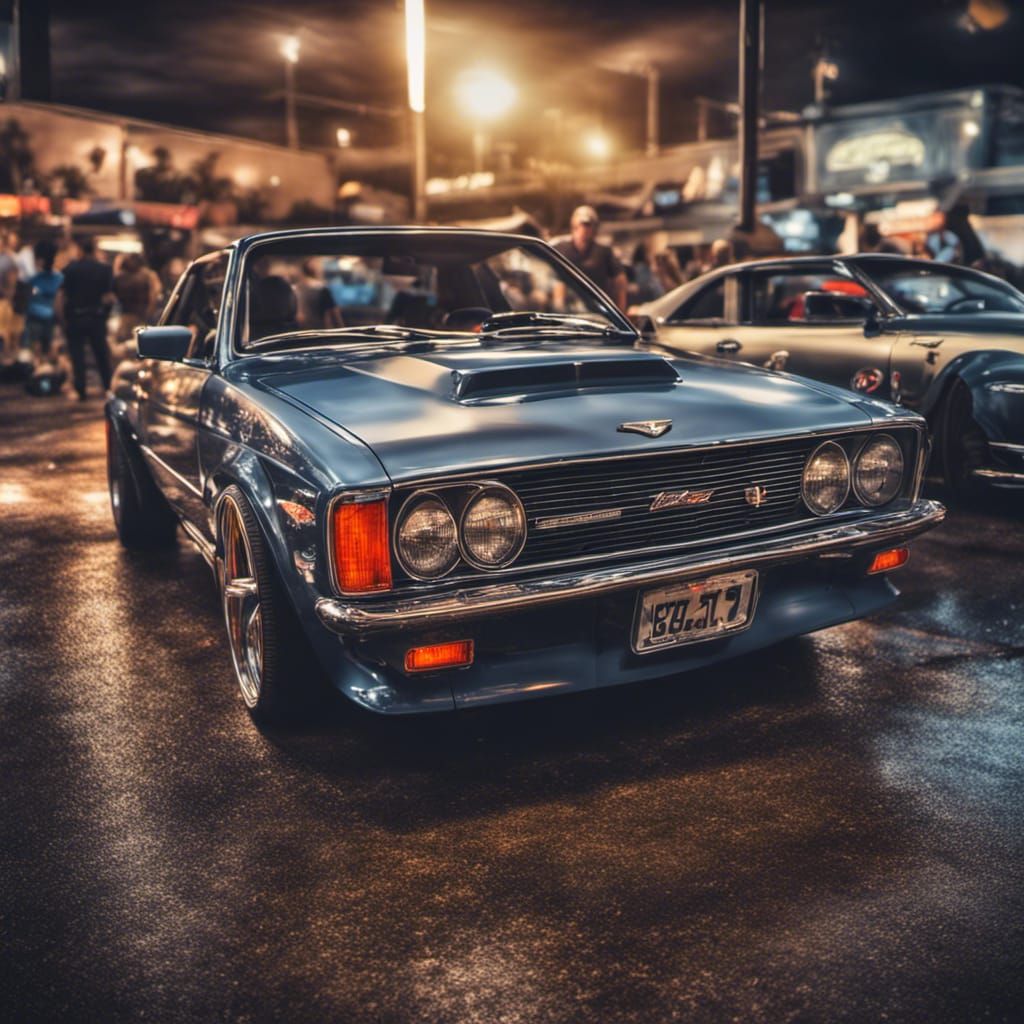 Hyperrealistic Import Cars at Night in HDR