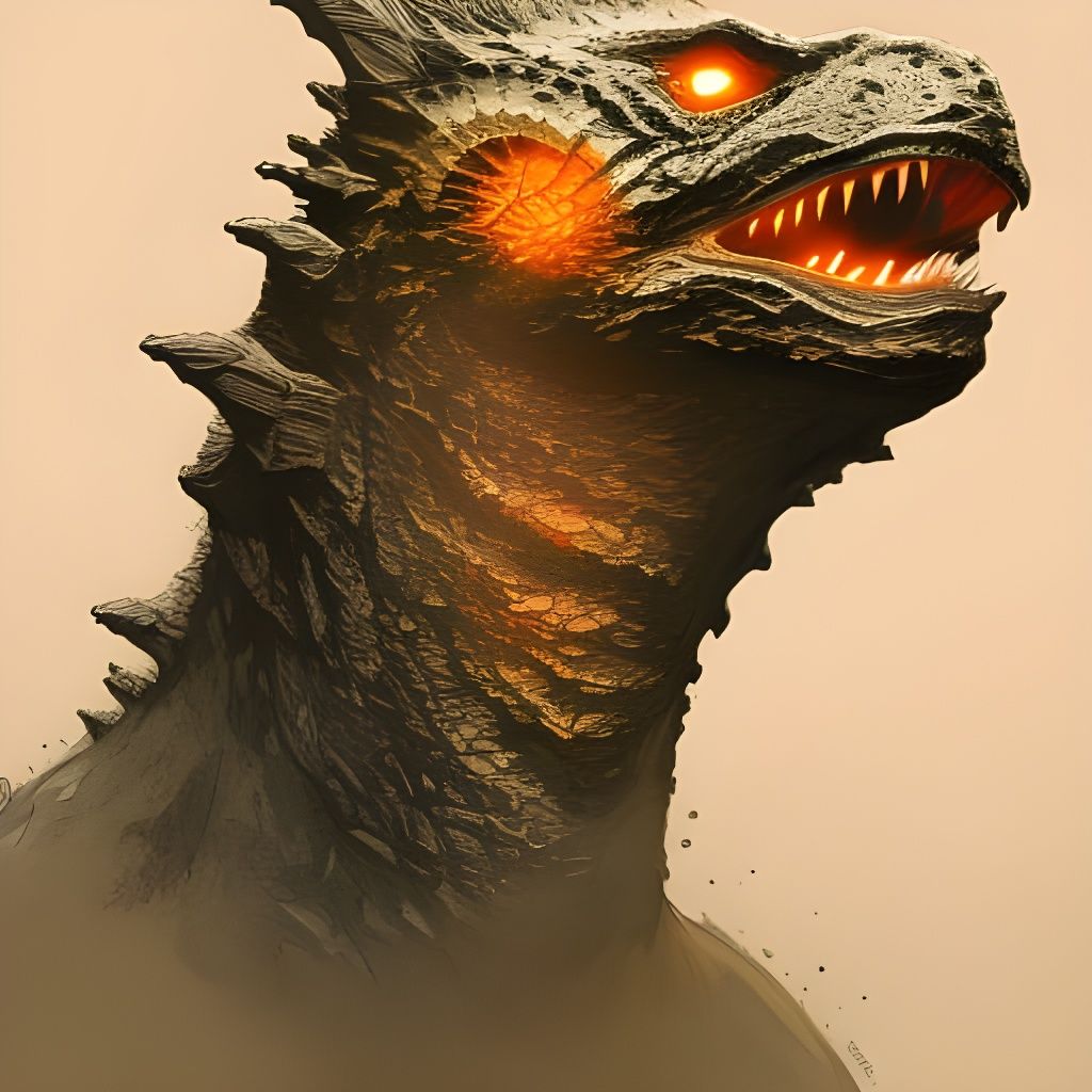 Godzilla Portrait in Hyperdetailed Artstation Style