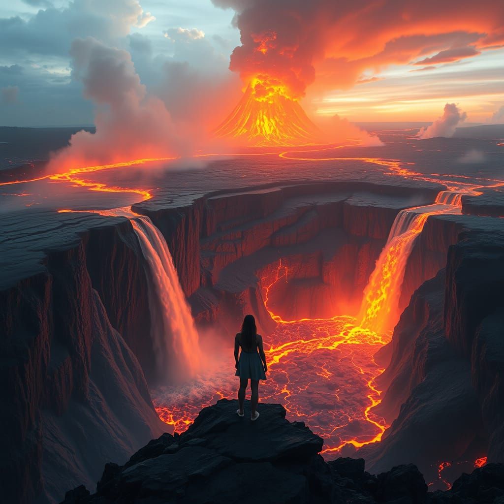 Volcano Waterfalls: Dreamlike Lava Sea
