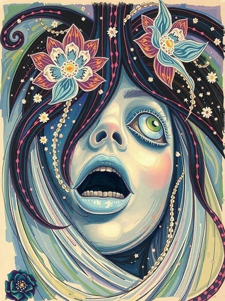 Whirling Vortex of Colorful Blooms in Ethereal Magic