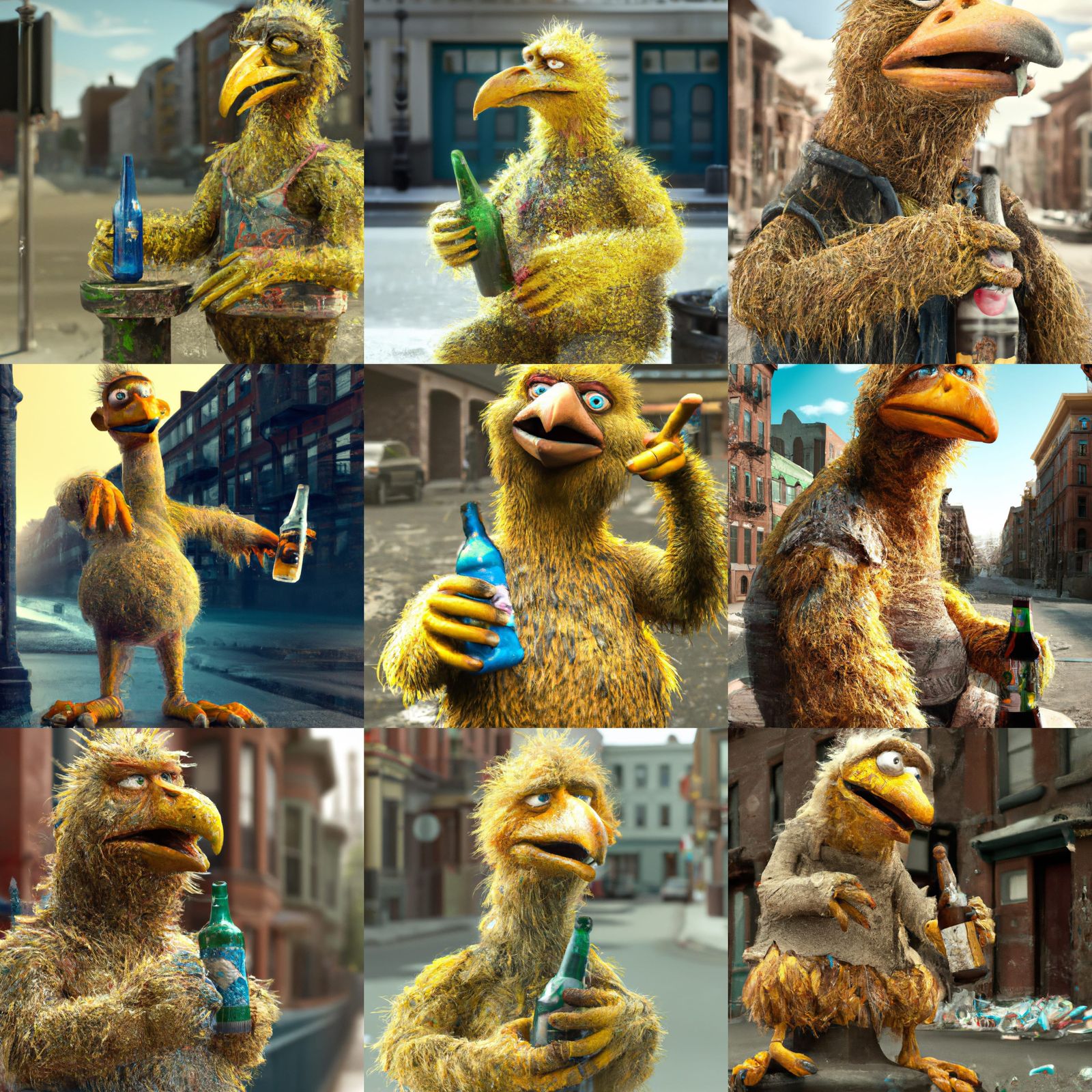 Miserable Big Bird with Beer: Hyperdetailed Digital Art