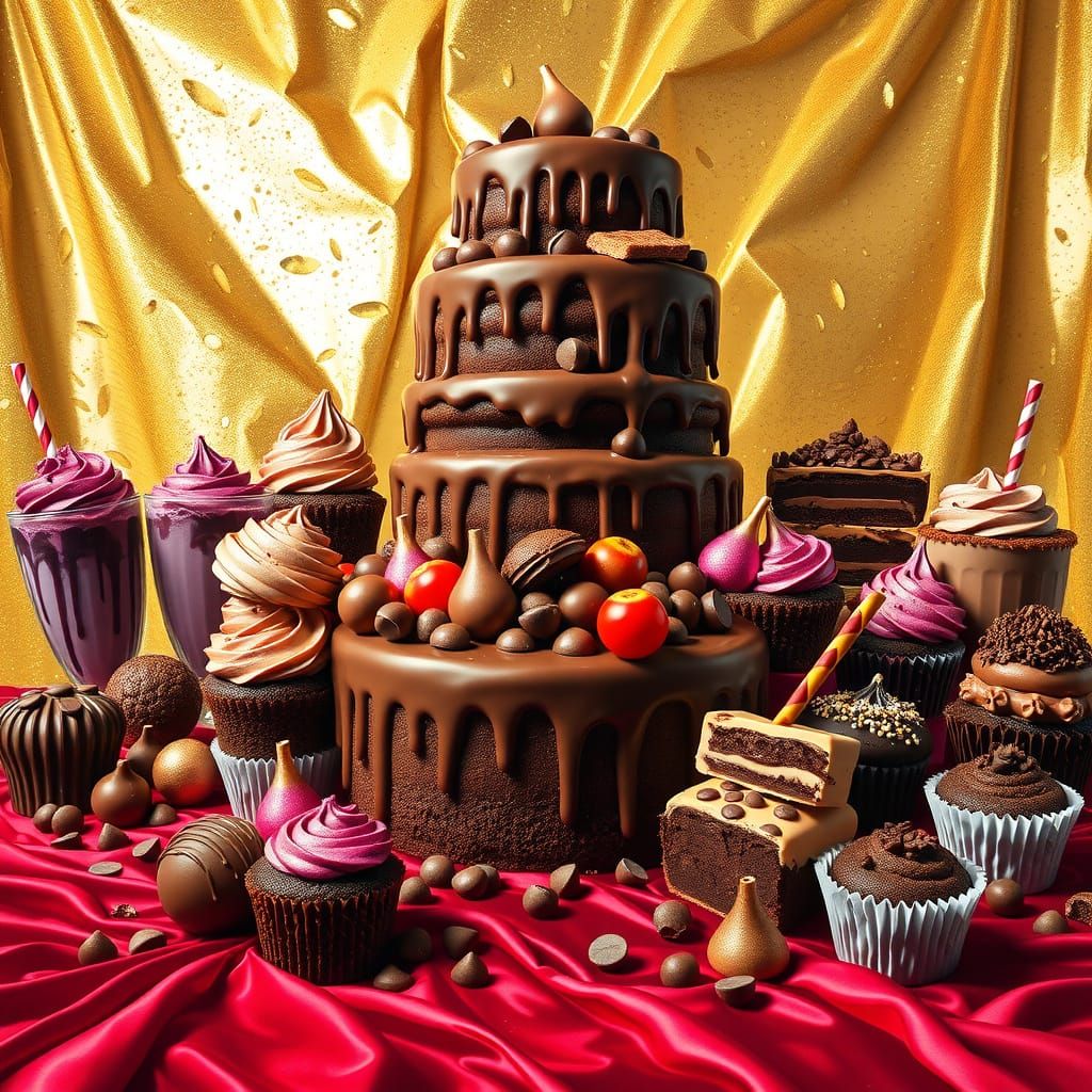 Decadent Chocolate Paradise in Vibrant Artistic Style