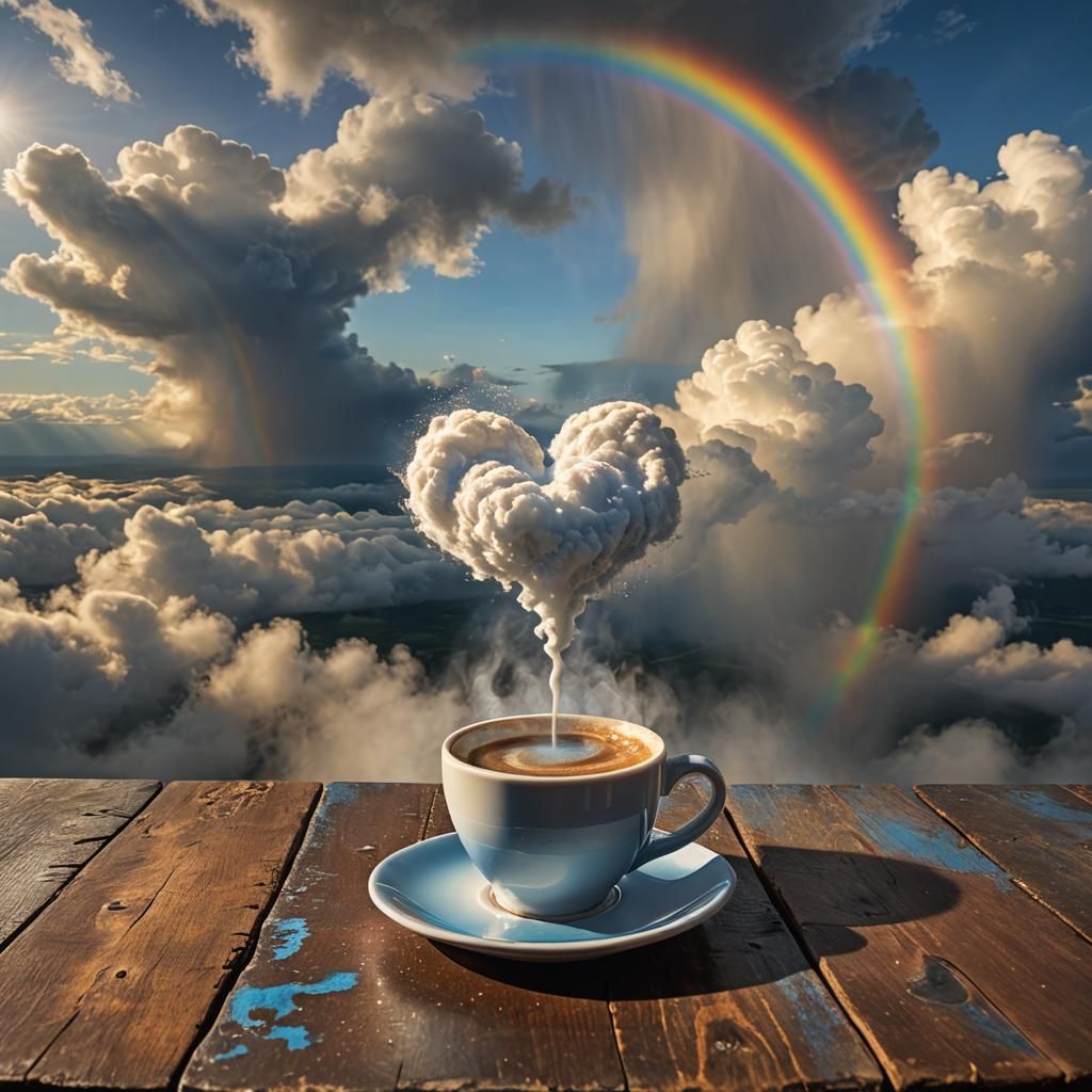 Heart-Shaped Steam Rises from Coffee Cup