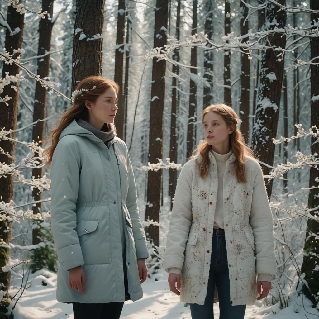 Winter and Summer in a Snowy Forest