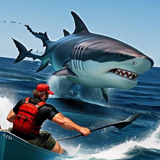 Huge Shark Threatens Tiny Boat