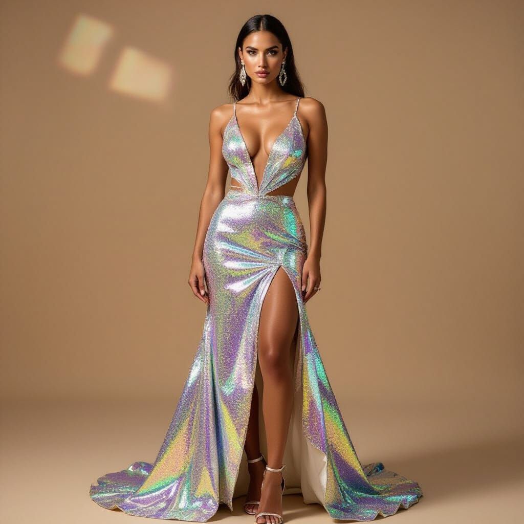 Iridiscent Couture Gown Editorial Shot