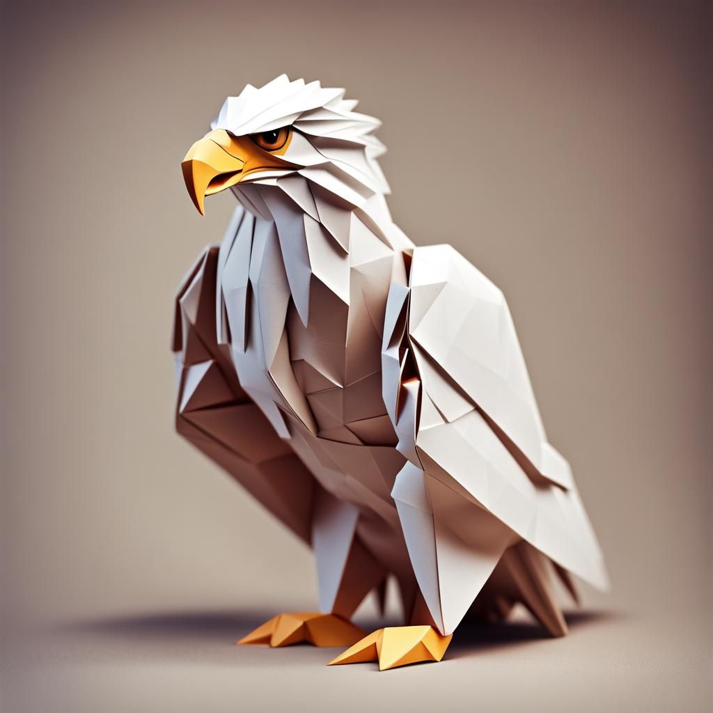 Origami Bald Eagle Papercraft in 8K