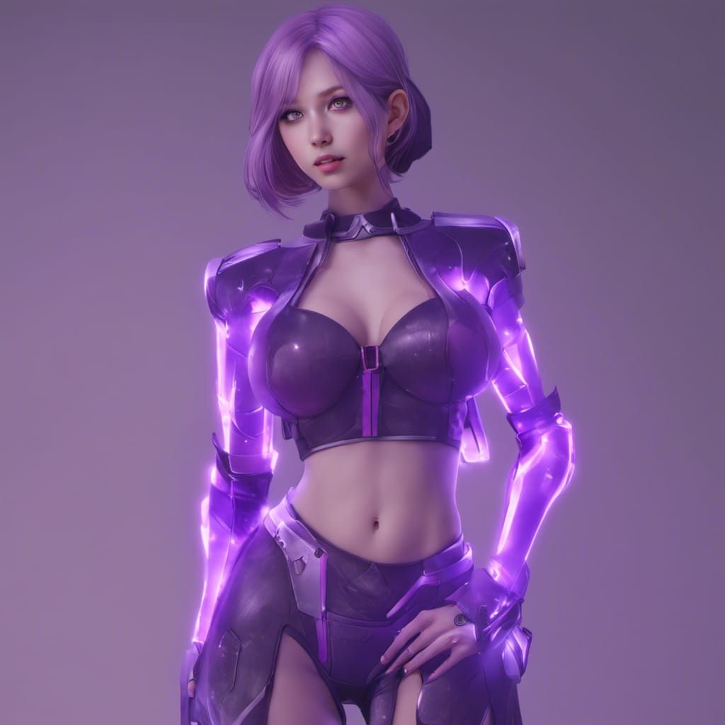 AI Girl Avatar with Purple Glow