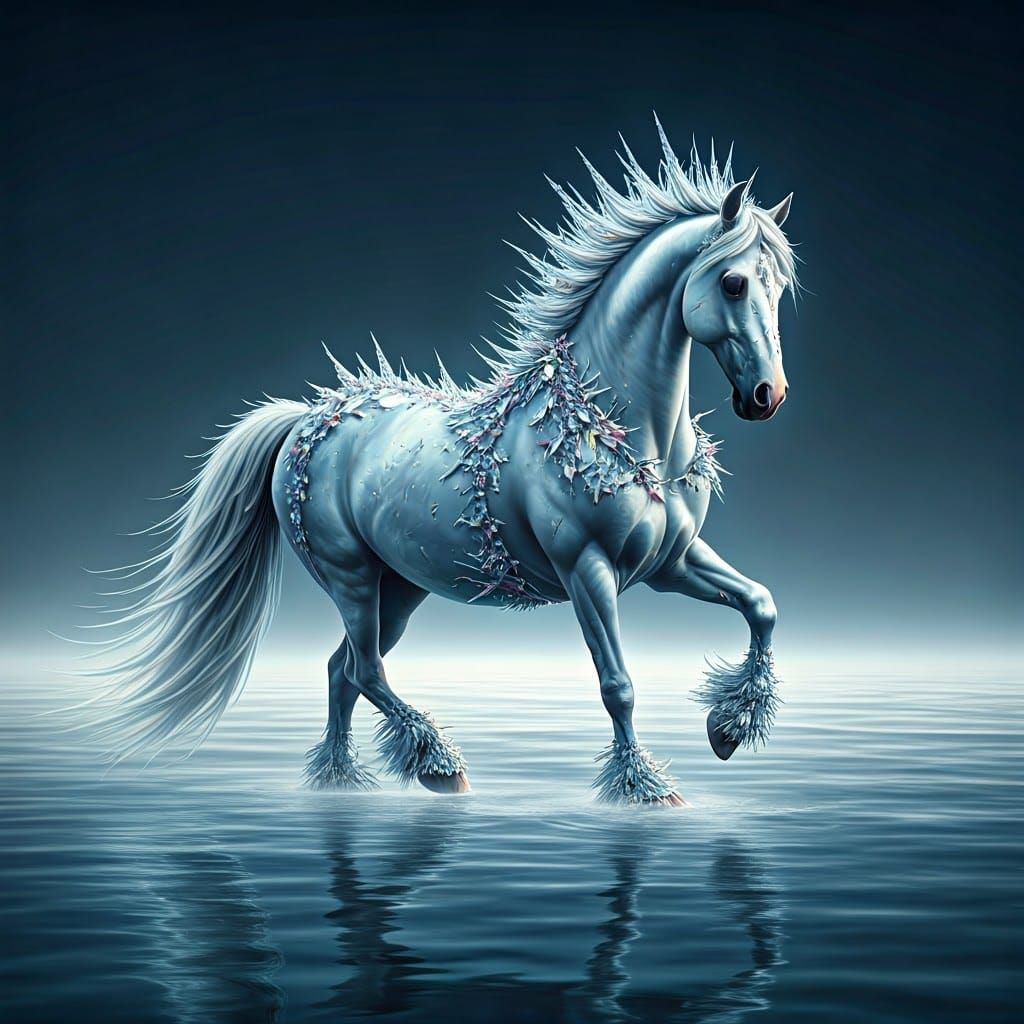 Majestic Ice Horse in Fairytale Style