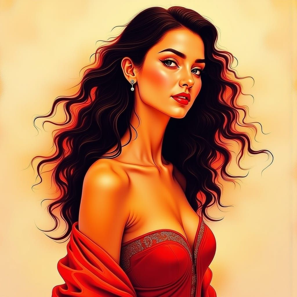 Elegant Woman in Dreamy Pop Surrealist Style