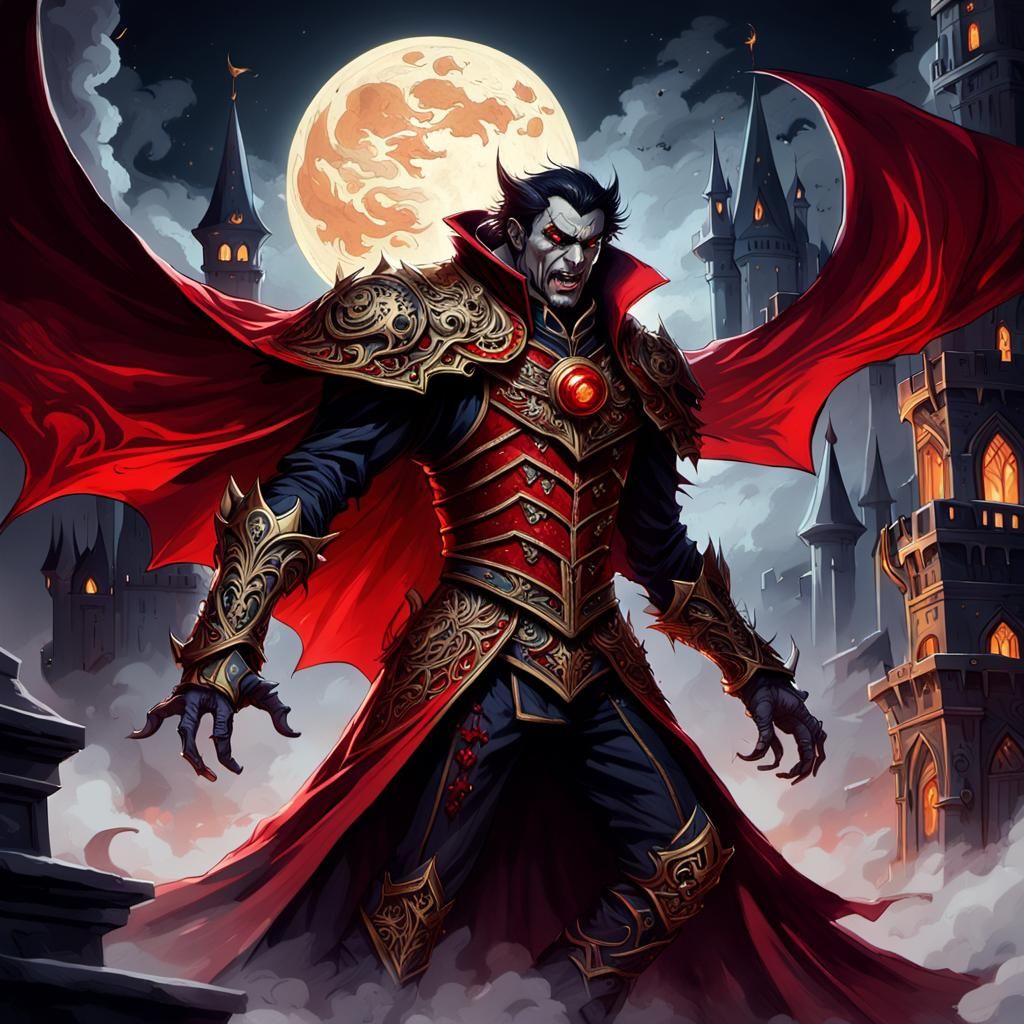 Vampire Lord vs Werewolf: Dark Fantasy Art Nouveau