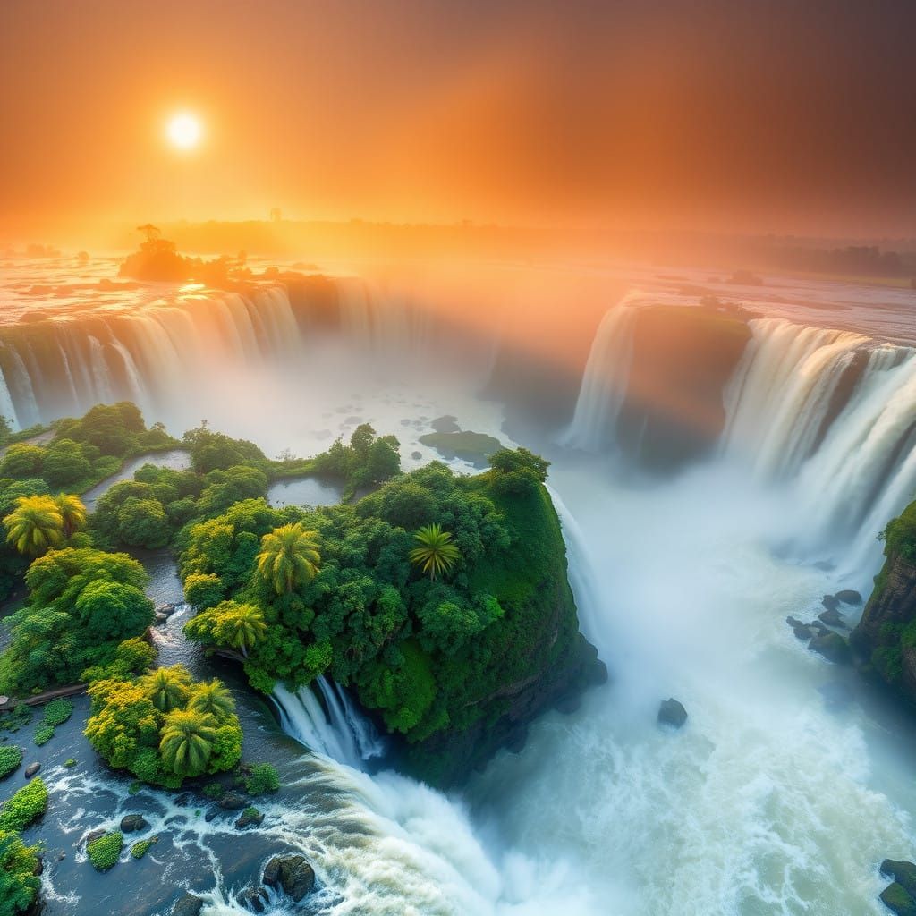 Iguazu Falls at sunrise