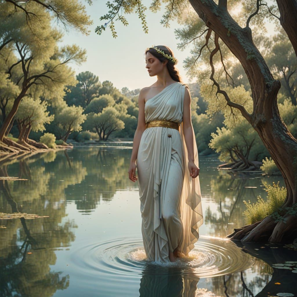 Classical Greek Water Nymph in Ethereal Serenity