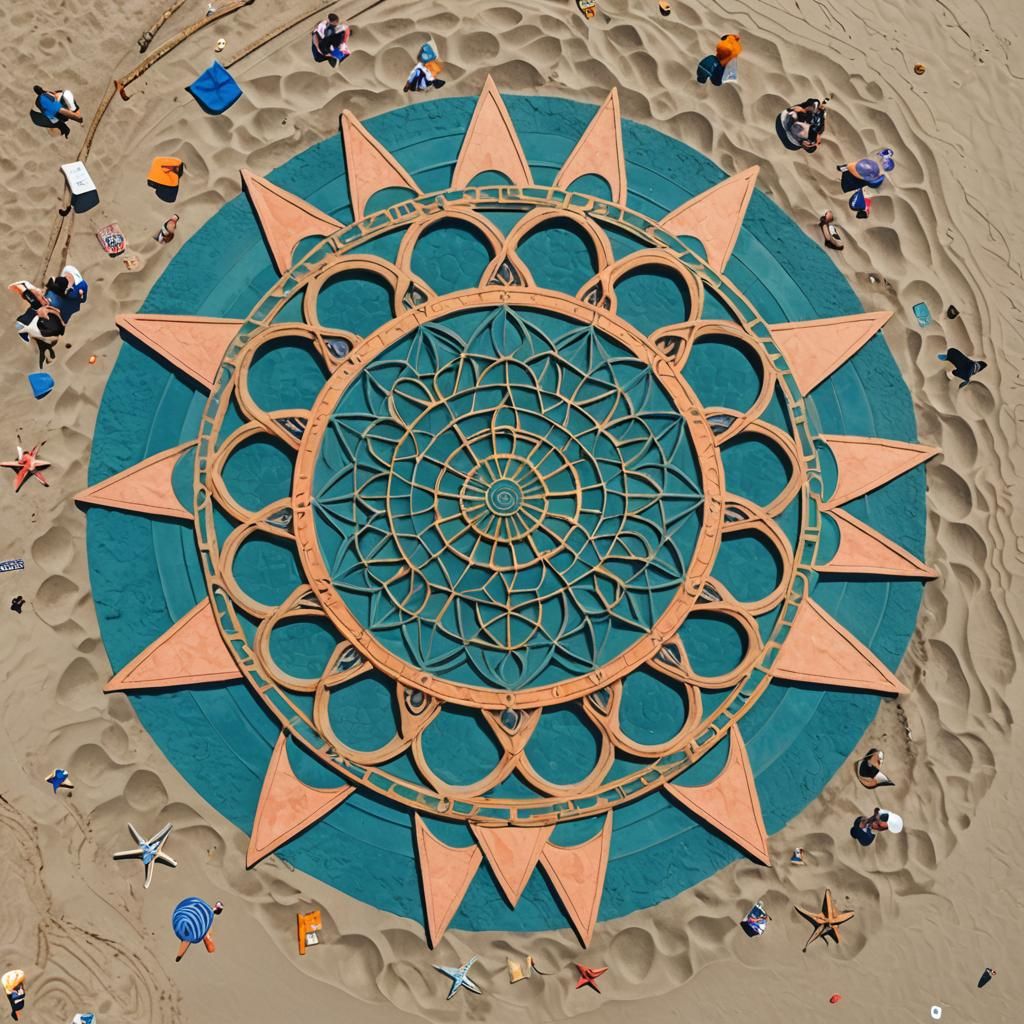 Beach Mandala: Sacred Geometry in Sandcastle Art
