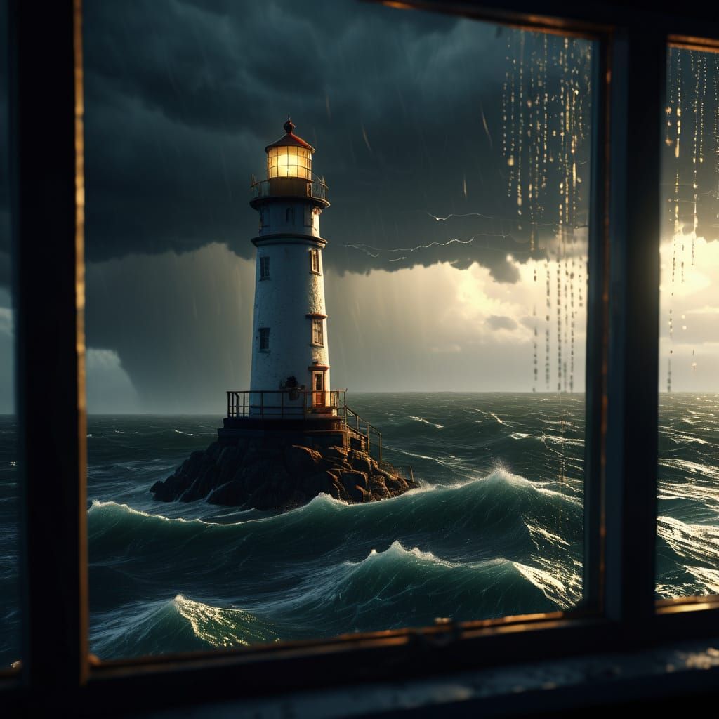 Stormy Lighthouse View in 3D Game Cinematic Style
