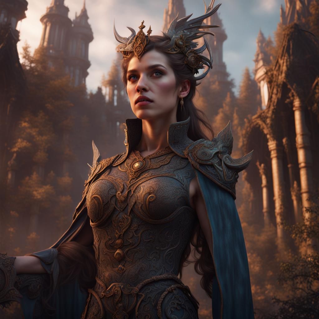 Fantastical Matte Painting of Women in Deep Color