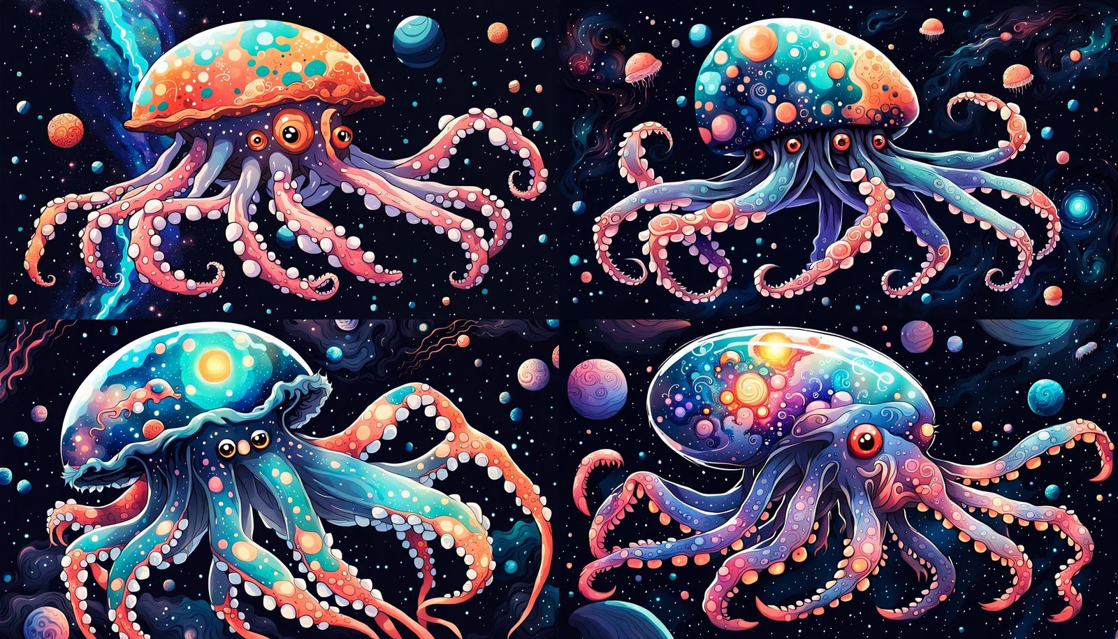 Psychedelic Space Creature in Anime Art Style