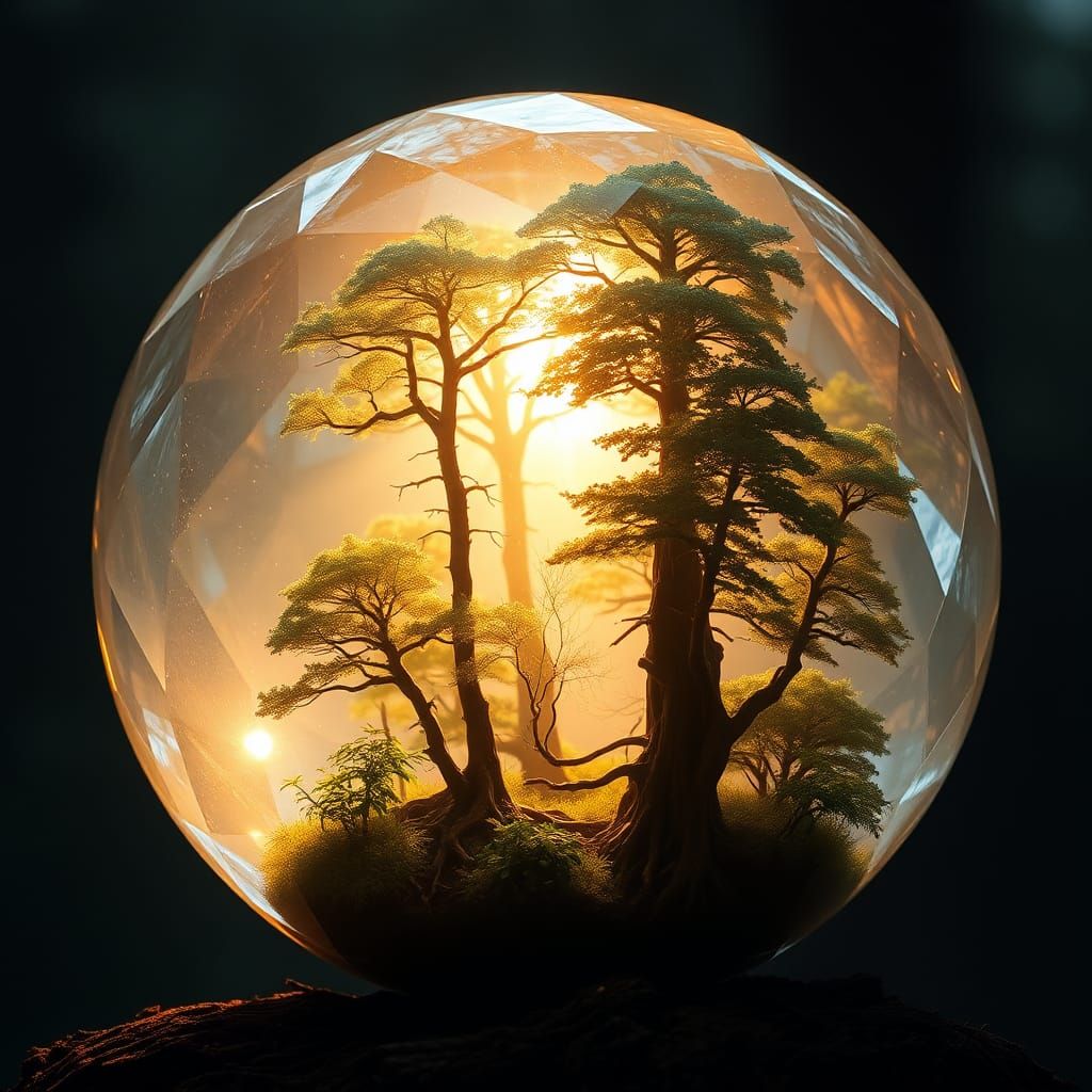 Miniature Forest Encased in Crystal Orb