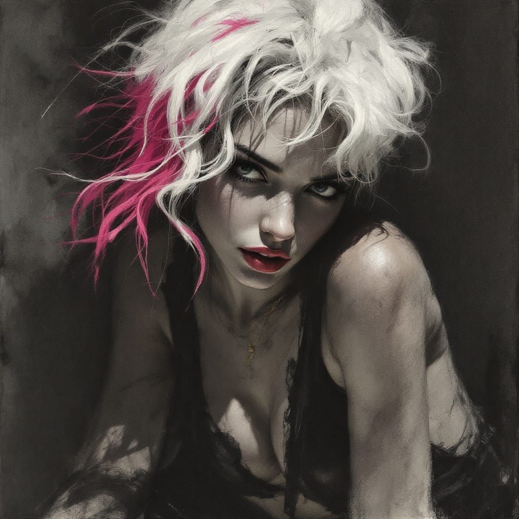 Ethereal Female Figure in Charcoal Sketch Style