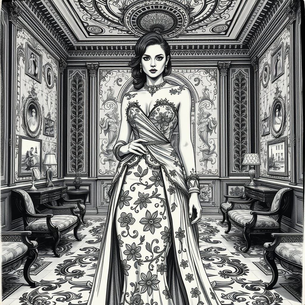 Mannerist Woman in a Maximalist Interior