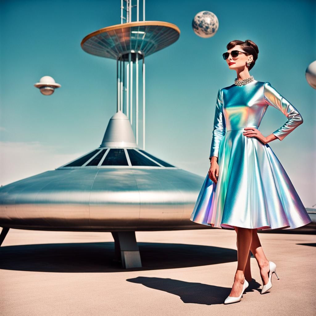 Audrey Hepburn as Space Age Icon in 1950s Style