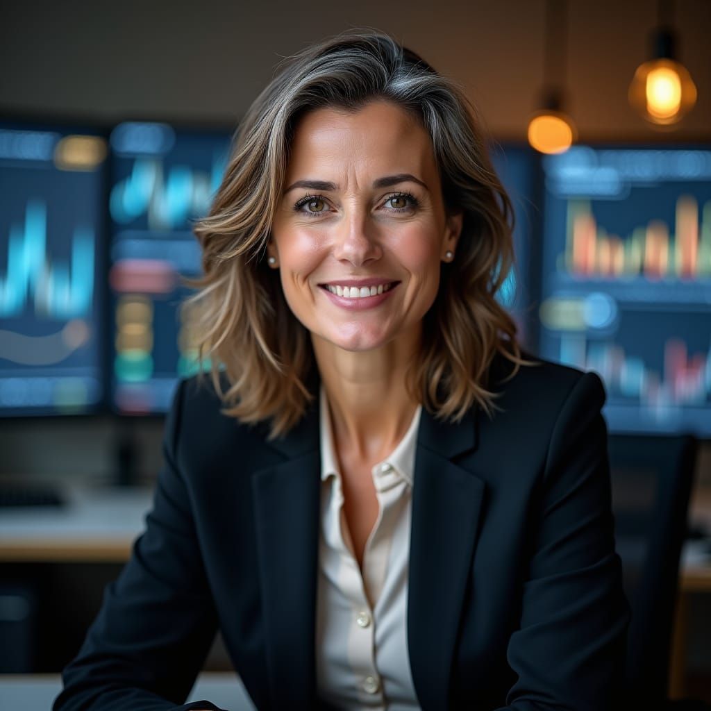 Cryptocurrency Leader Portrait in Modern Office Setting