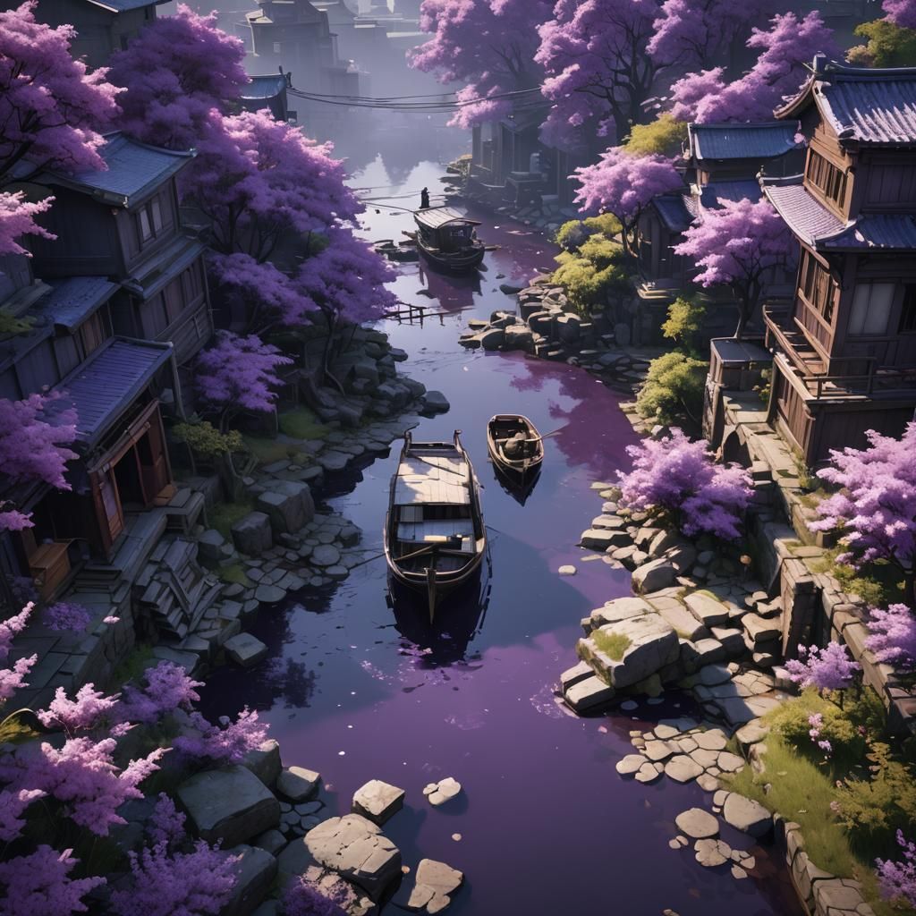 Purple Monochromatic Dreamscape in Splash Art Style