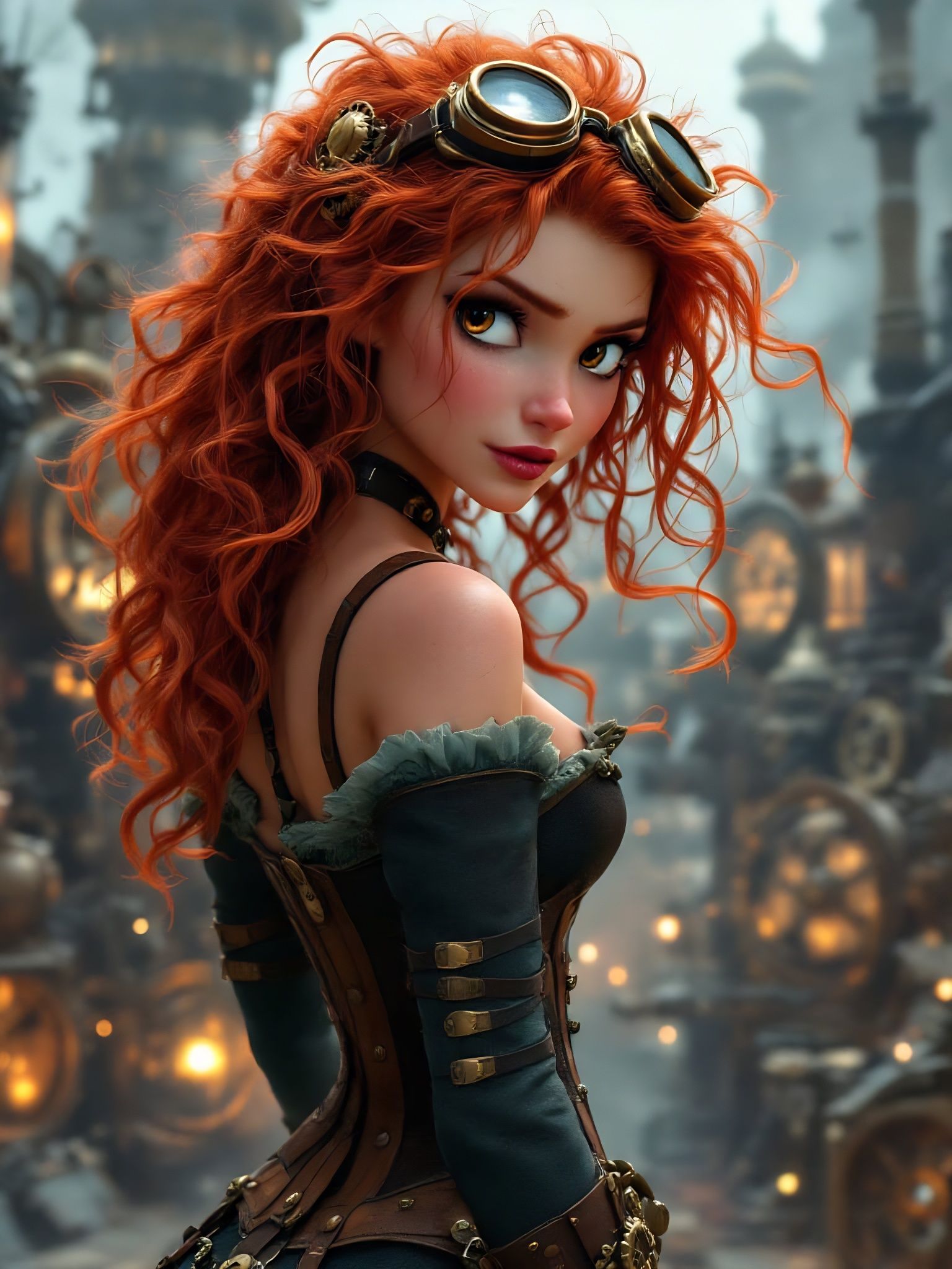 Steampunk Merida in Pixar Style