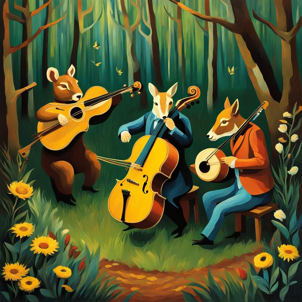 Animals' Whimsical Dance: Van Gogh Album Cover