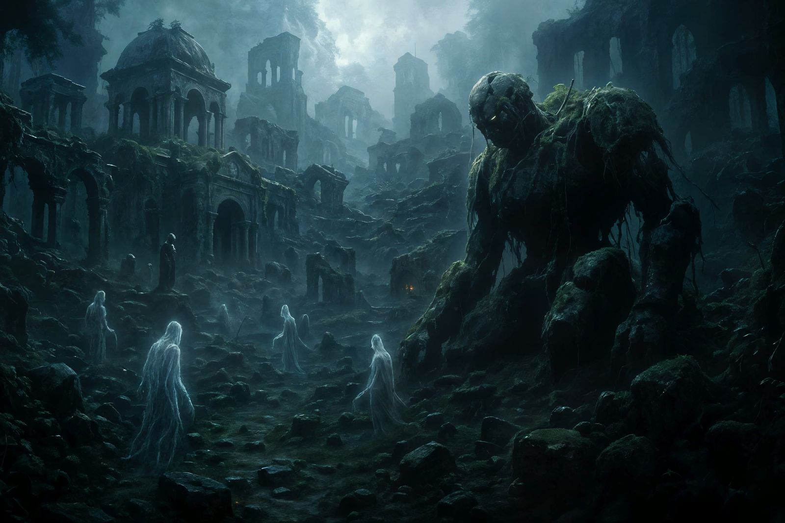 Misty Ruins: Specters in a Lost Cityscape