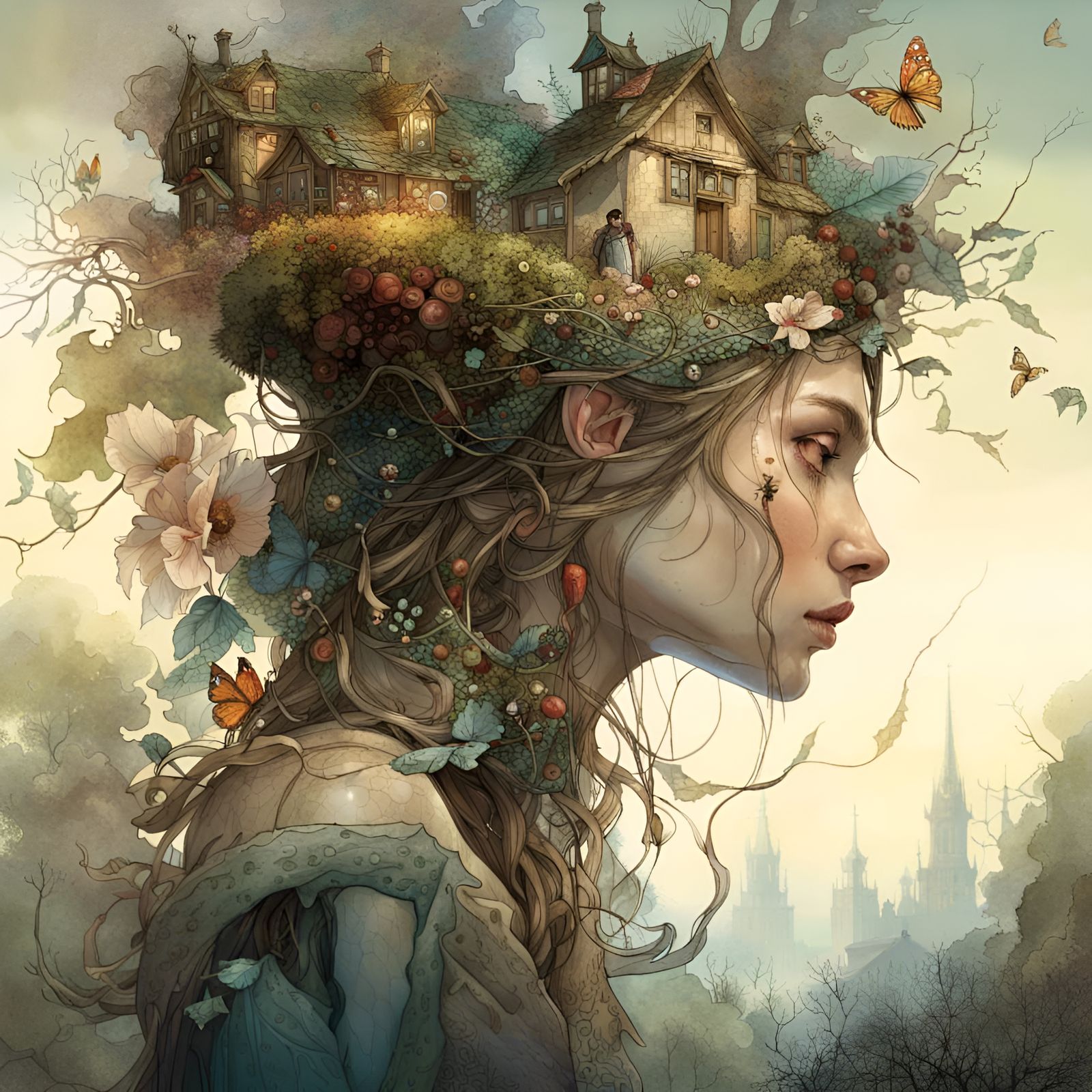 Whispered Rumors: Fairytale Portrait in Triadic Colors