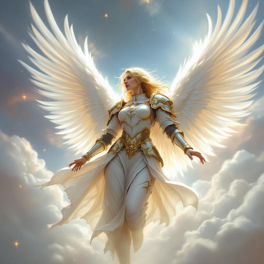 Heavenly Knight Descending with Wings of Light
