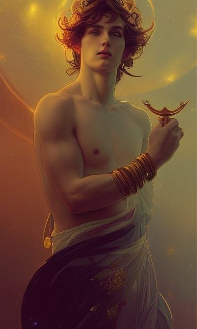 Ganymede Cupbearer Portrait in Ethereal Art Style