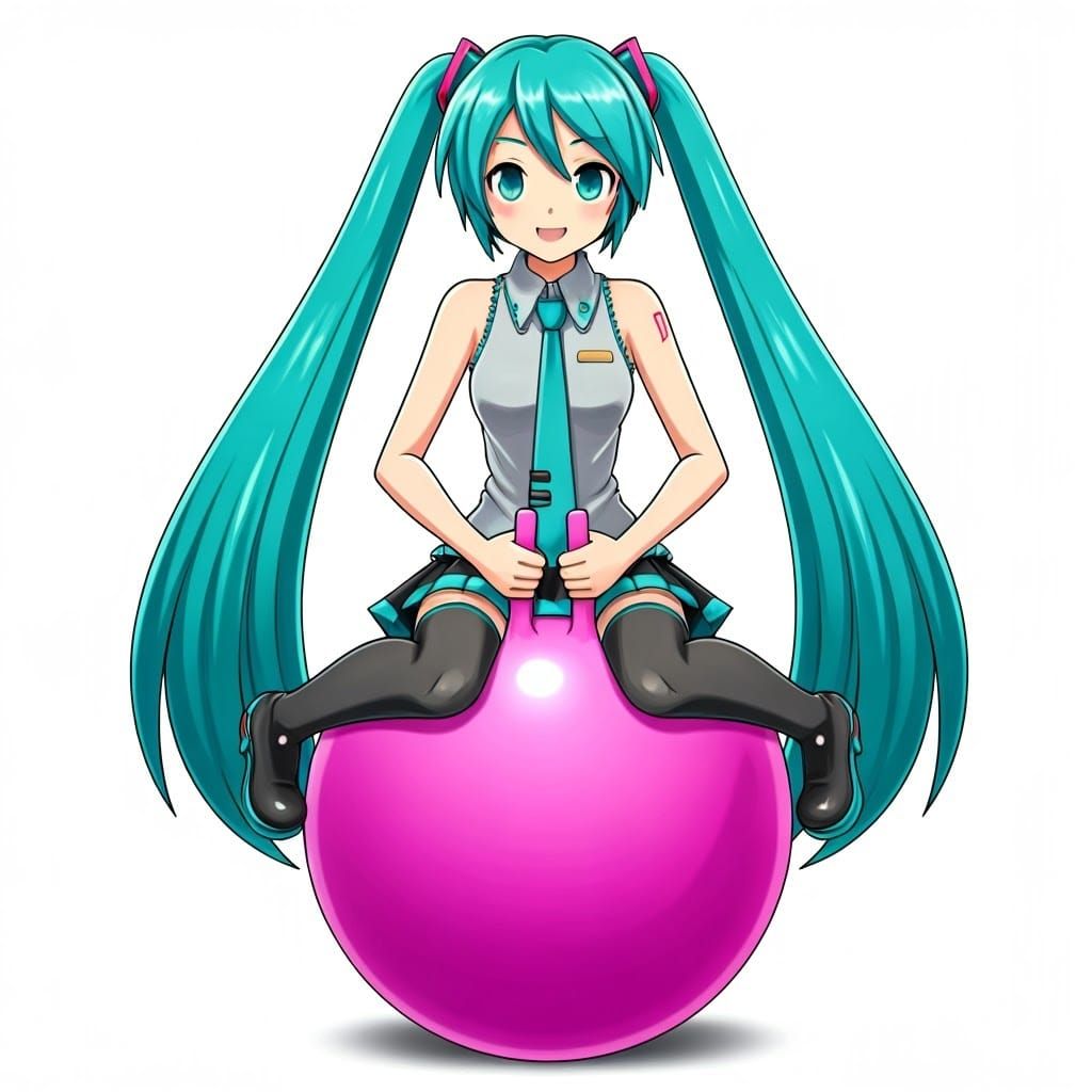 Vibrant Easter Hopper Ball Scene with Bouncing Hatsune Miku