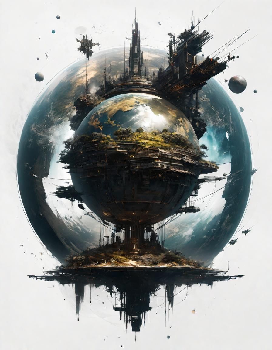 Floating Island with Energy Sphere in Sci-Fi Style