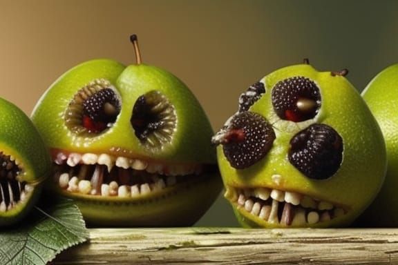 Disturbing Rotten Fruit Platter with Flies