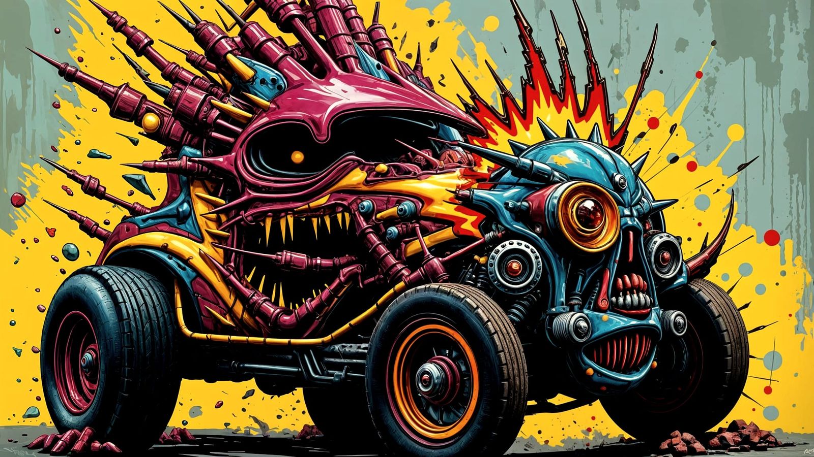 Comical Monster Hot Rod in Odd Rods Sticker Style