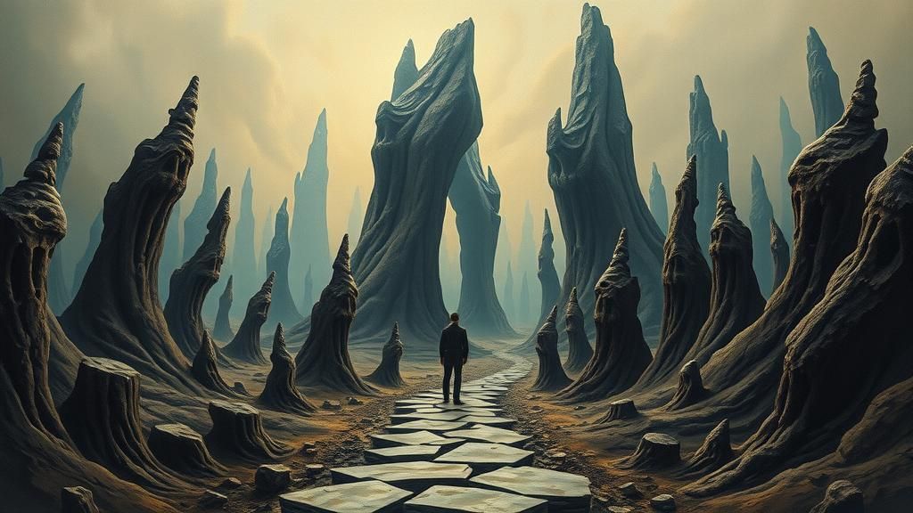 Eerie Surreal Landscape in Automatism Technique