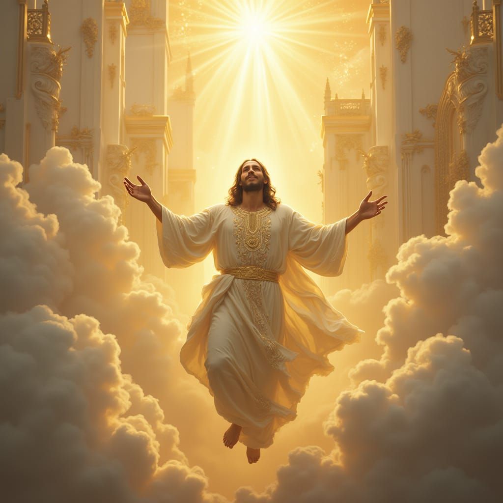 Jesus Ascending to Heaven in Divine Light