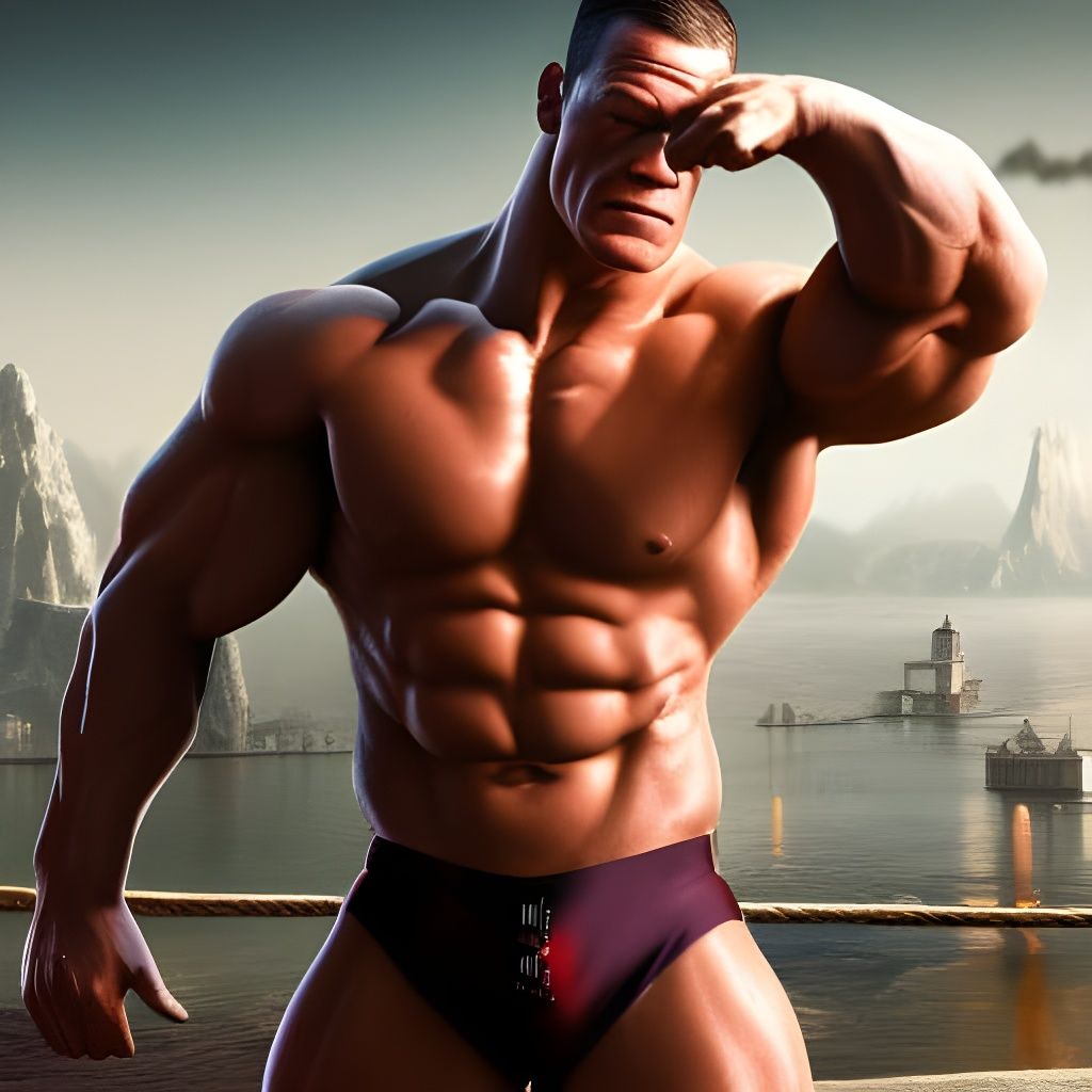 John Cena in Speedo: Detailed Matte Painting