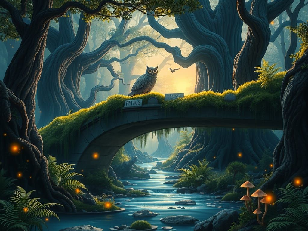 Ancient Stone Bridge in Enchanted Forest