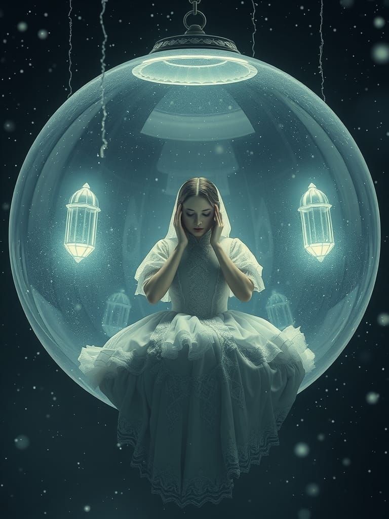 Luminous Orb Encasing a Solitary Figure