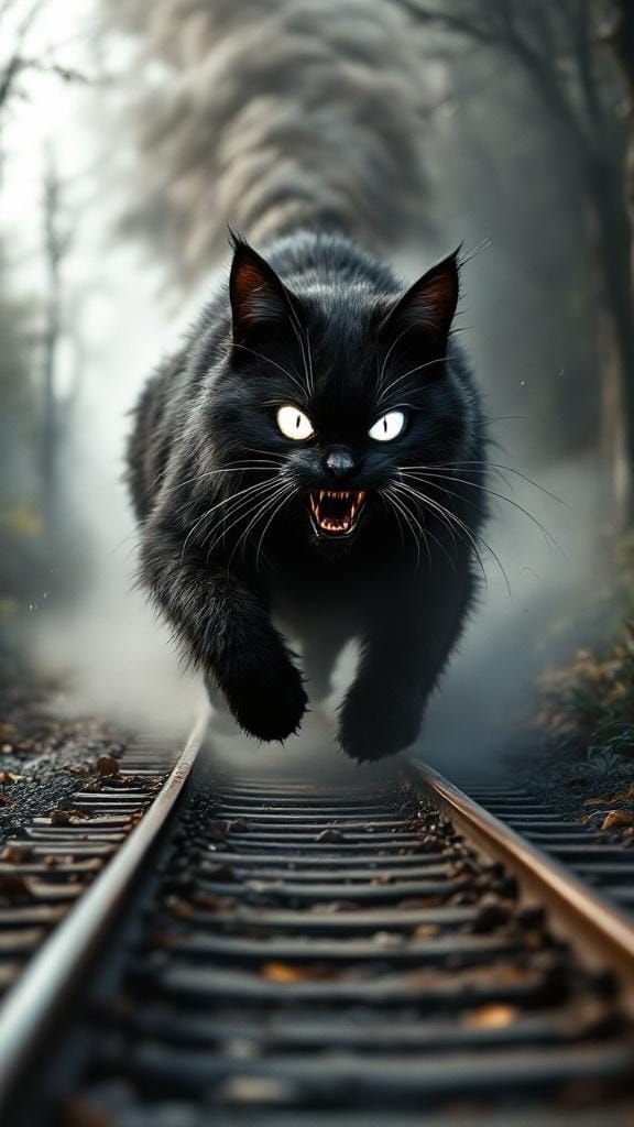 Furious Black Cat Demon Train in 3D