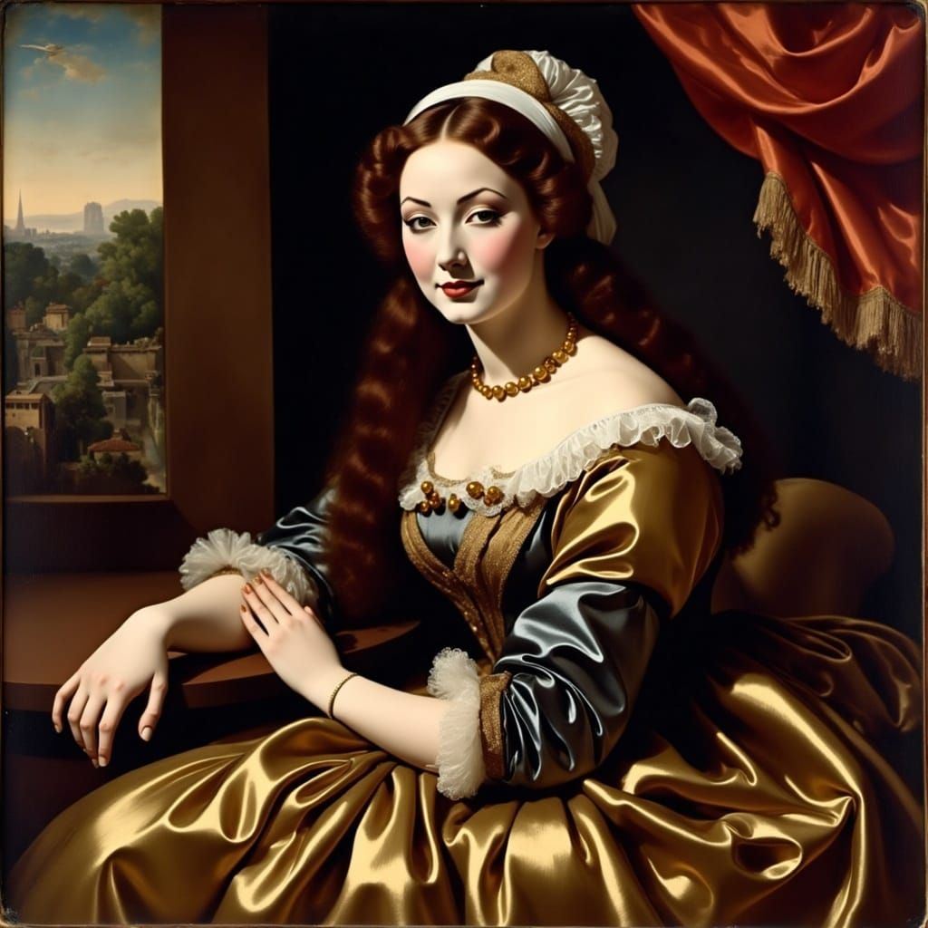 Florentine Woman Portrait in Dutch Masters Style
