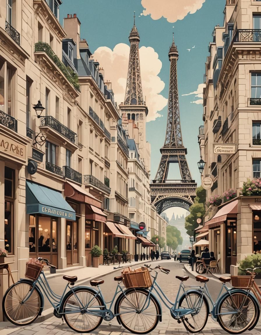 Art Deco Eiffel Tower Travel Poster